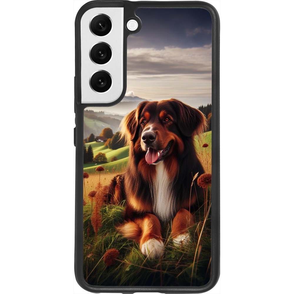 Coque Samsung Galaxy S22 - Silicone rigide noir Chien Campagne Suisse