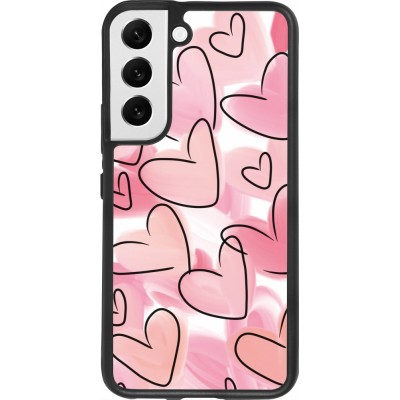 Coque Samsung Galaxy S22 - Silicone rigide noir Easter 2023 pink hearts