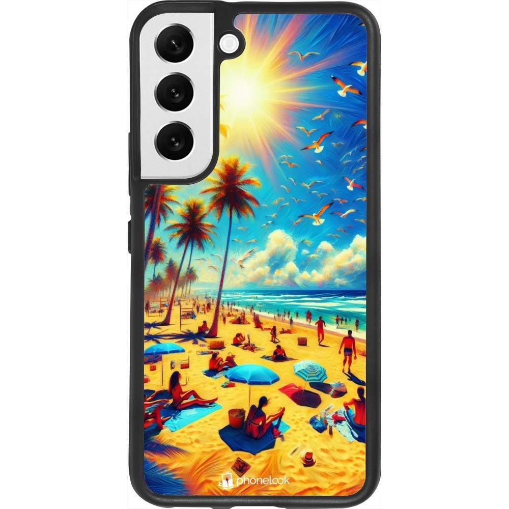 Coque Samsung Galaxy S22 - Silicone rigide noir Été Paradis Paint