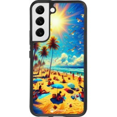 Coque Samsung Galaxy S22 - Silicone rigide noir Été Paradis Paint