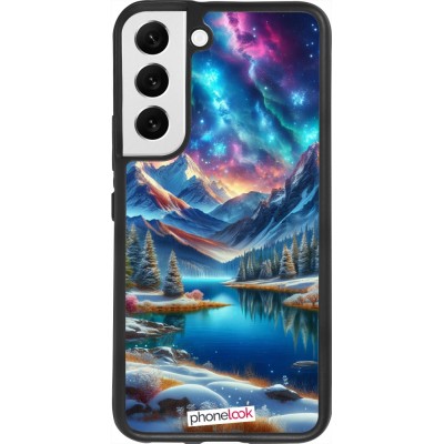 Coque Samsung Galaxy S22 - Silicone rigide noir Fantasy Mountain Lake Sky Stars