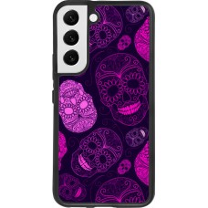 Coque Samsung Galaxy S22 - Silicone rigide noir Halloween 2023 pink skulls