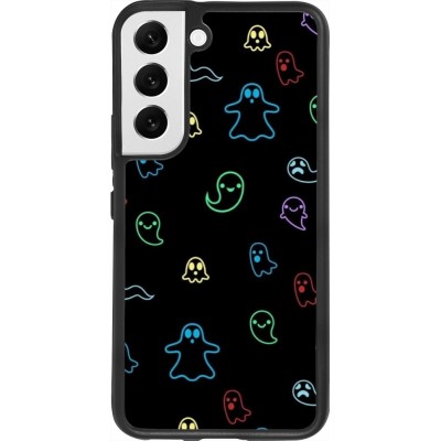 Coque Samsung Galaxy S22 - Silicone rigide noir Halloween 2024 colorful ghosts