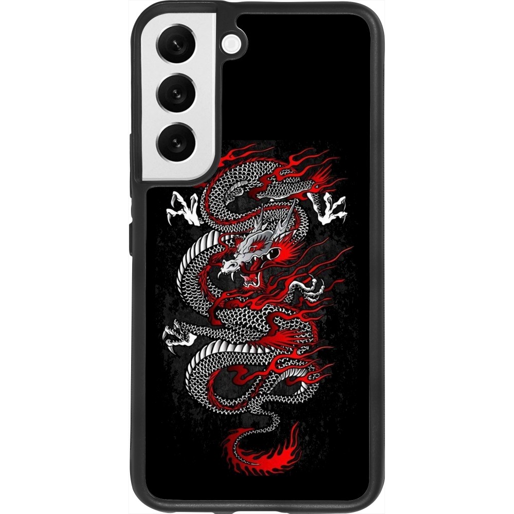 Samsung Galaxy S22 Case Hülle - Silikon schwarz Japanese style Dragon Tattoo Red Black