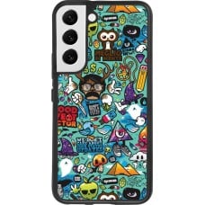 Coque Samsung Galaxy S22 - Silicone rigide noir Mixed Cartoons Turquoise