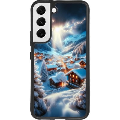 Coque Samsung Galaxy S22 - Silicone rigide noir Mont Neige Lumière