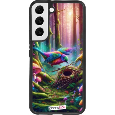 Coque Samsung Galaxy S22 - Silicone rigide noir Oiseau Nid Forêt