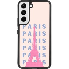 Coque Samsung Galaxy S22 - Silicone rigide noir Paris Pink Print