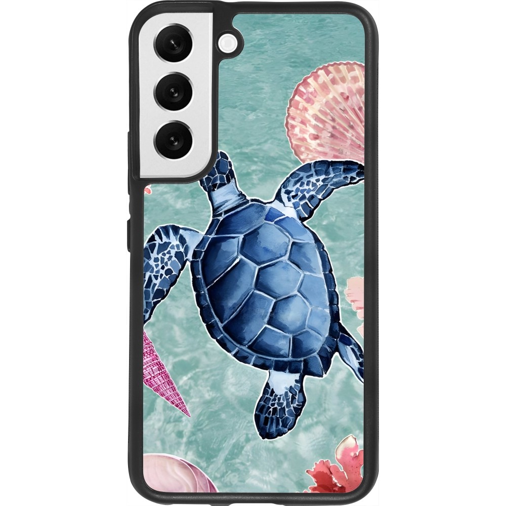 Coque Samsung Galaxy S22 - Silicone rigide noir Preppy Turtle