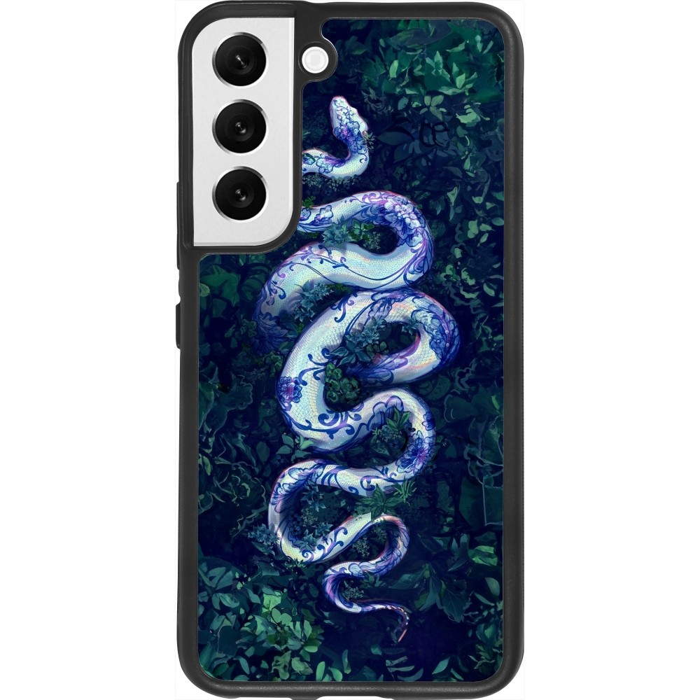 Coque Samsung Galaxy S22 - Silicone rigide noir Serpent Blue Anaconda