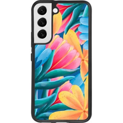 Coque Samsung Galaxy S22 - Silicone rigide noir Spring 23 colorful flowers