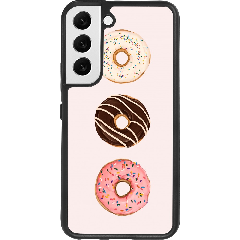 Coque Samsung Galaxy S22 - Silicone rigide noir Spring 23 donuts