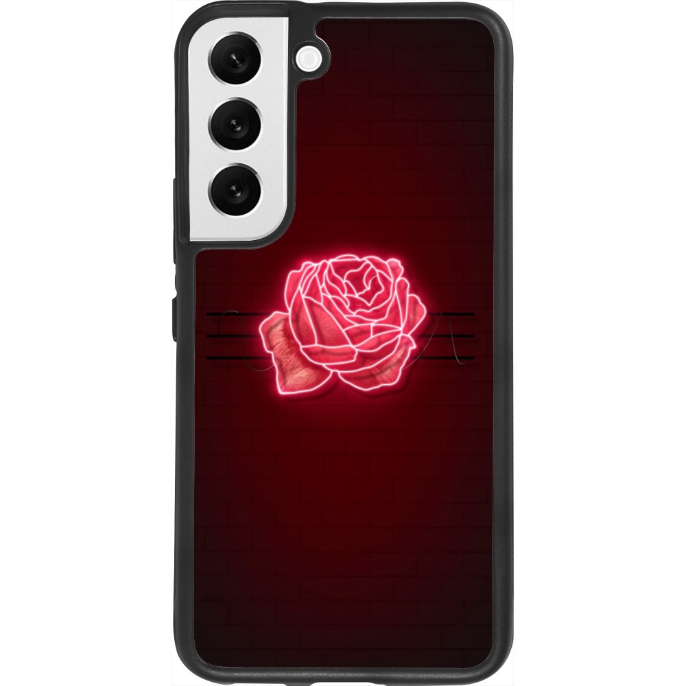 Coque Samsung Galaxy S22 - Silicone rigide noir Spring 23 neon rose