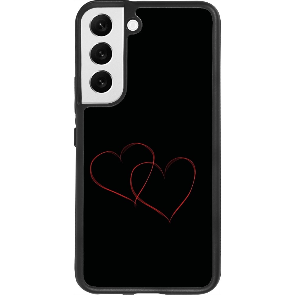 Coque Samsung Galaxy S22 - Silicone rigide noir Valentine 2023 attached heart