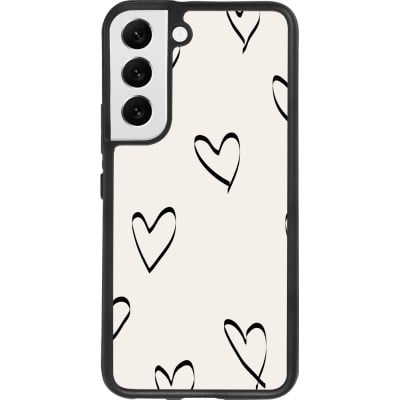 Coque Samsung Galaxy S22 - Silicone rigide noir Valentine 2023 minimalist hearts