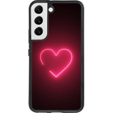 Coque Samsung Galaxy S22 - Silicone rigide noir Valentine 2023 single neon heart