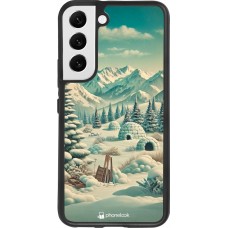 Coque Samsung Galaxy S22 - Silicone rigide noir Vintage Snowy Mountain Igloo