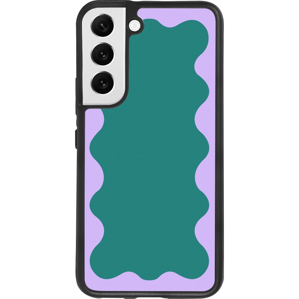 Coque Samsung Galaxy S22 - Silicone rigide noir Wavy Rectangle Green Purple