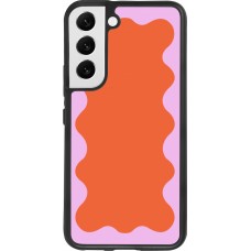 Coque Samsung Galaxy S22 - Silicone rigide noir Wavy Rectangle Orange Pink