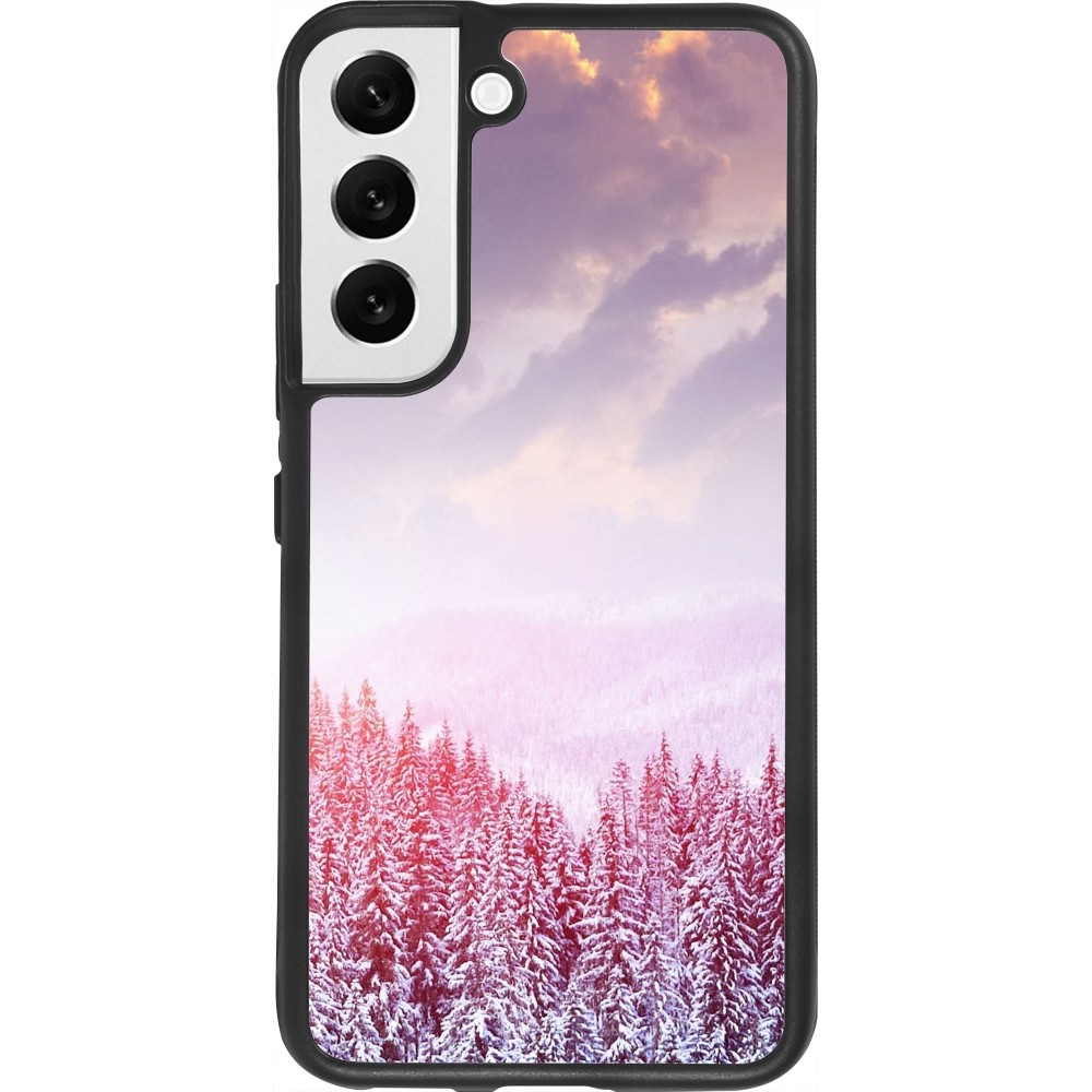 Samsung Galaxy S22 Case Hülle - Silikon schwarz Winter 22 Pink Forest