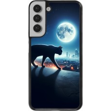 Coque Samsung Galaxy S22+ - Chat noir sous la pleine lune