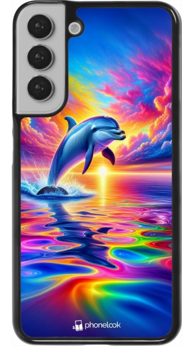 Coque Samsung Galaxy S22+ - Dauphin arc-en-ciel heureux