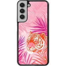 Coque Samsung Galaxy S22+ - Tigre palmiers roses