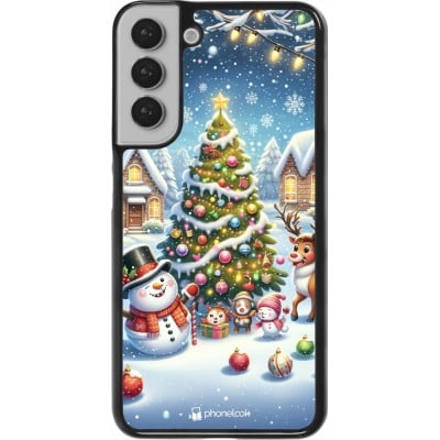 Coque Samsung Galaxy S22+ - Noël 2023 bonhomme de neige et sapin