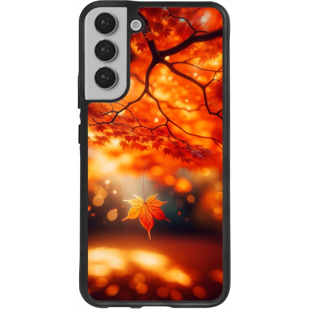 Coque Samsung Galaxy S22+ - Silicone rigide noir Automne Magique Orange