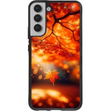 Coque Samsung Galaxy S22+ - Silicone rigide noir Automne Magique Orange