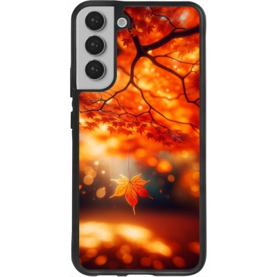 Coque Samsung Galaxy S22+ - Silicone rigide noir Automne Magique Orange