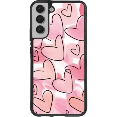 Coque Samsung Galaxy S22+ - Silicone rigide noir Easter 2023 pink hearts