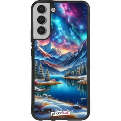 Coque Samsung Galaxy S22+ - Silicone rigide noir Fantasy Mountain Lake Sky Stars