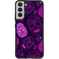 Coque Samsung Galaxy S22+ - Silicone rigide noir Halloween 2023 pink skulls