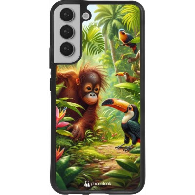 Coque Samsung Galaxy S22+ - Silicone rigide noir Jungle Tropicale Tayrona