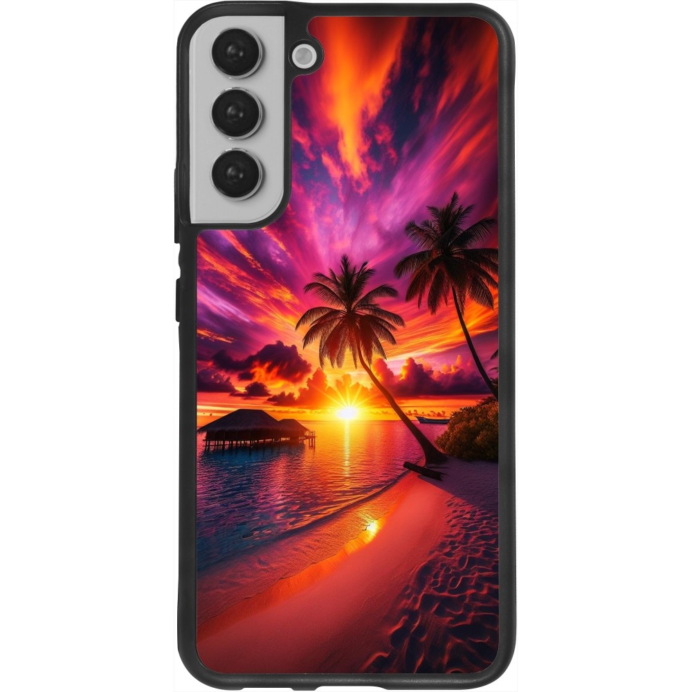 Coque Samsung Galaxy S22+ - Silicone rigide noir Maldives Dusk Bliss