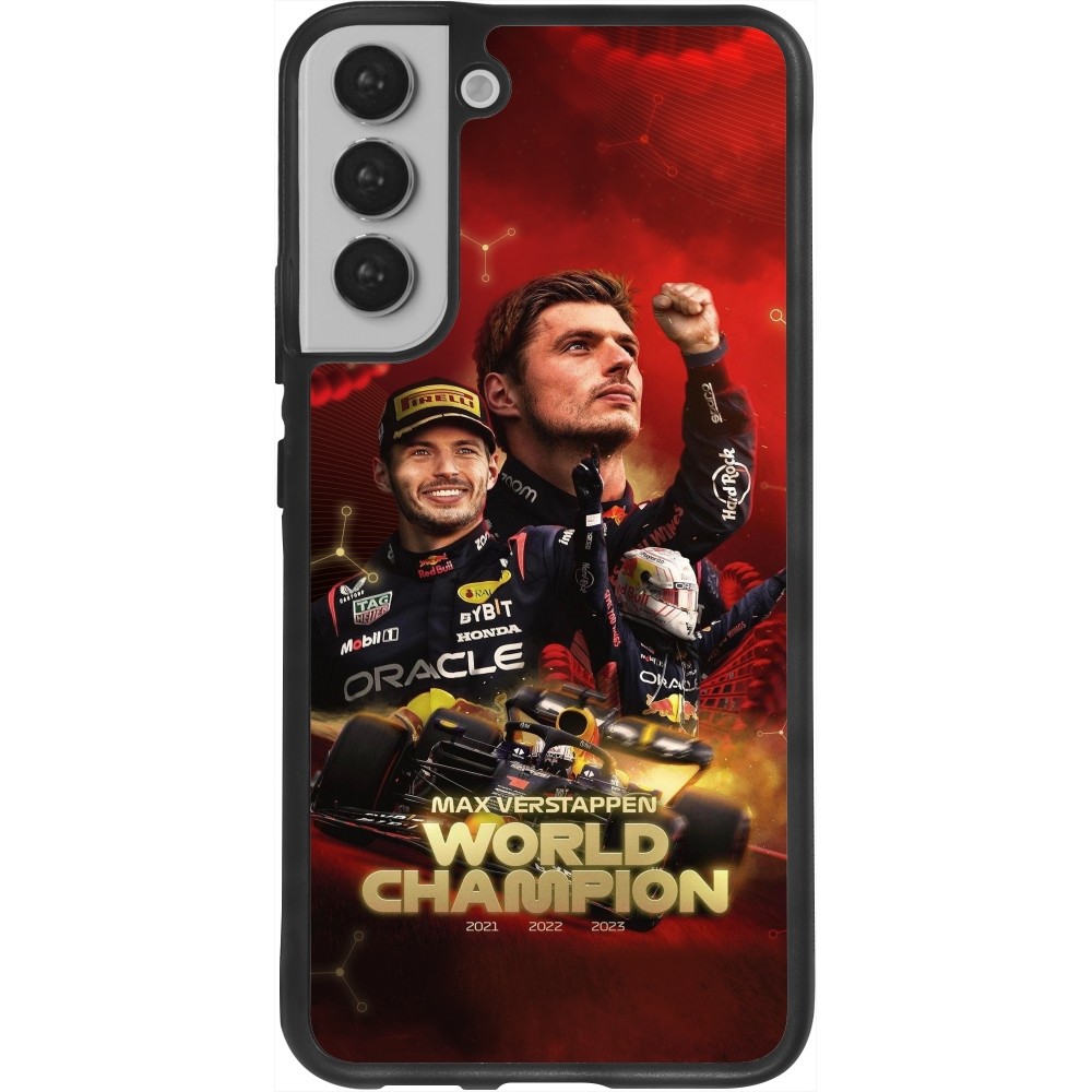 Coque Samsung Galaxy S22+ - Silicone rigide noir Max Verstappen Champion 2023