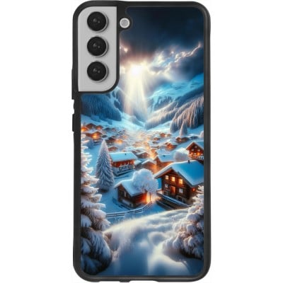 Coque Samsung Galaxy S22+ - Silicone rigide noir Mont Neige Lumière