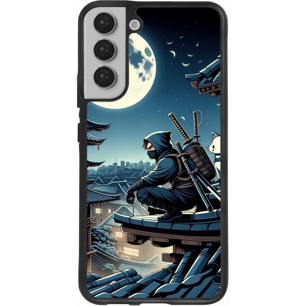 Coque Samsung Galaxy S22+ - Silicone rigide noir Ninja sous la lune