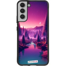 Coque Samsung Galaxy S22+ - Silicone rigide noir Paysage Violet-Rose