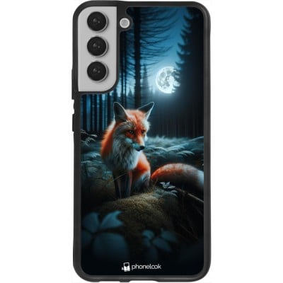 Coque Samsung Galaxy S22+ - Silicone rigide noir Renard lune forêt