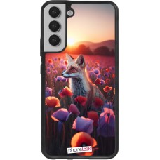 Coque Samsung Galaxy S22+ - Silicone rigide noir Renard pourpre au crépuscule