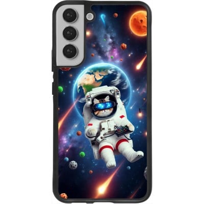 Coque Samsung Galaxy S22+ - Silicone rigide noir VR SpaceCat Odyssey