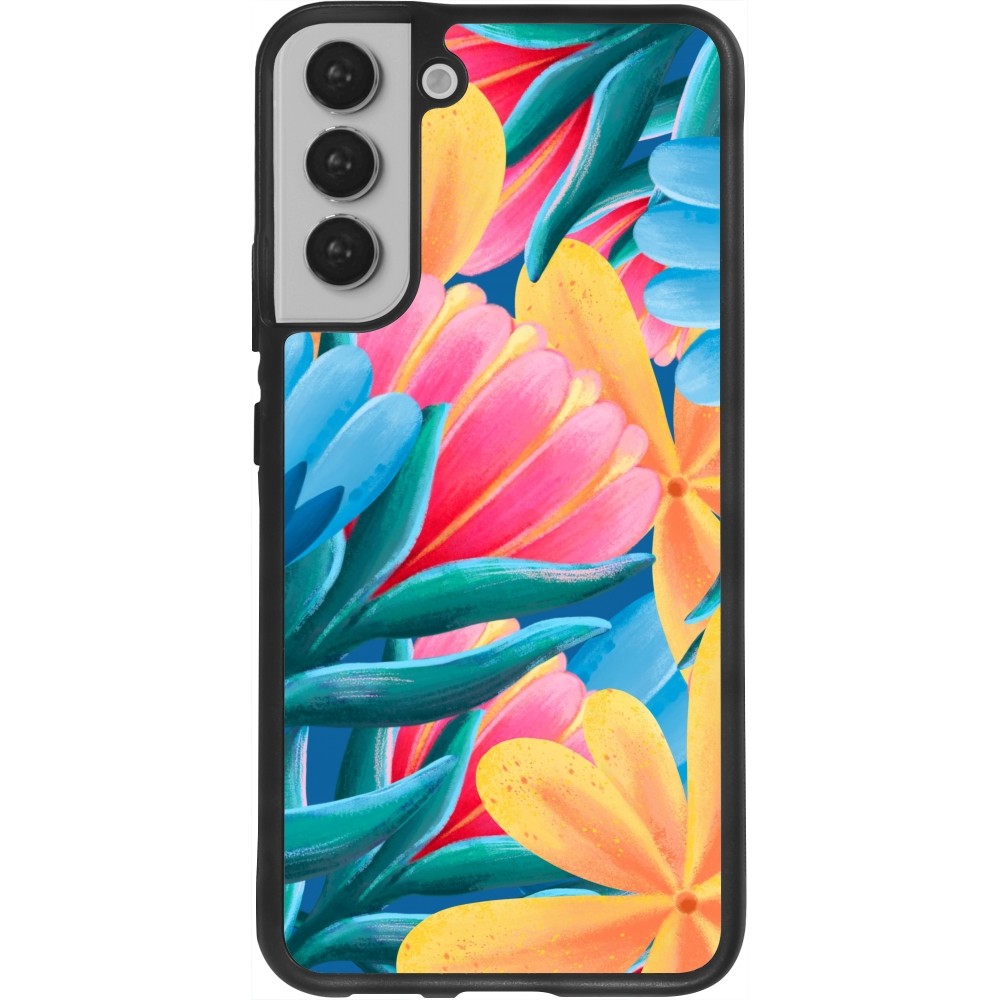 Coque Samsung Galaxy S22+ - Silicone rigide noir Spring 23 colorful flowers