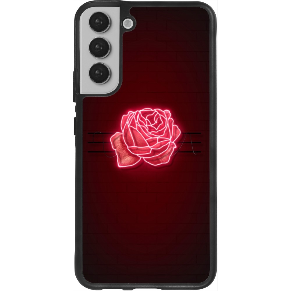 Coque Samsung Galaxy S22+ - Silicone rigide noir Spring 23 neon rose