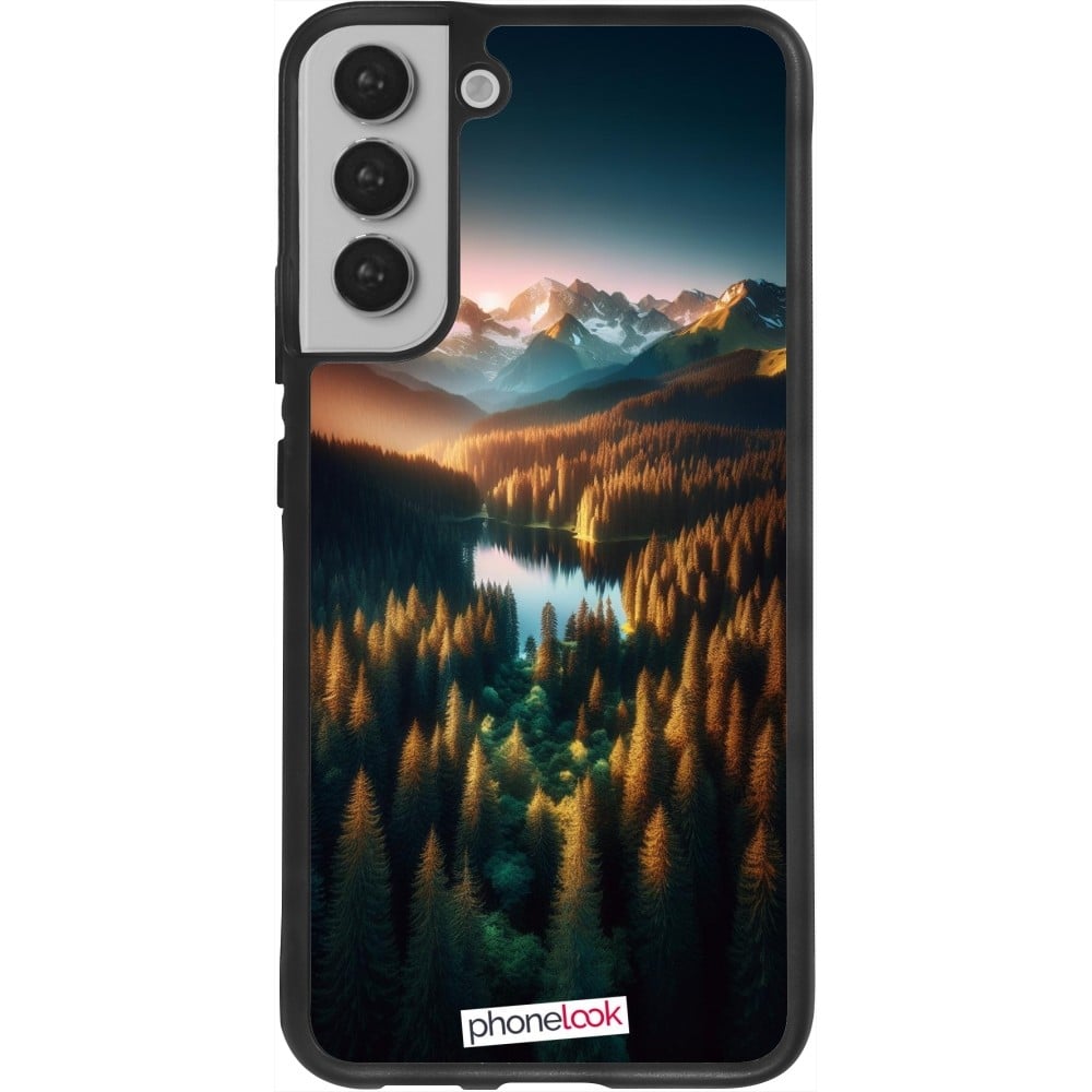 Coque Samsung Galaxy S22+ - Silicone rigide noir Sunset Forest Lake