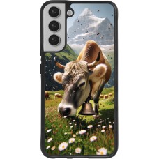 Coque Samsung Galaxy S22+ - Silicone rigide noir Vache montagne Valais