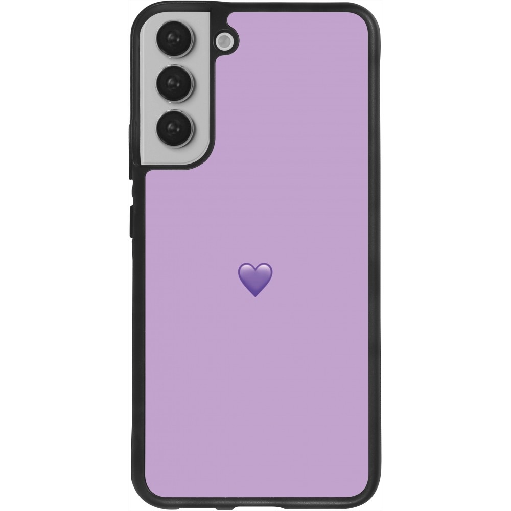 Coque Samsung Galaxy S22+ - Silicone rigide noir Valentine 2023 purpule single heart