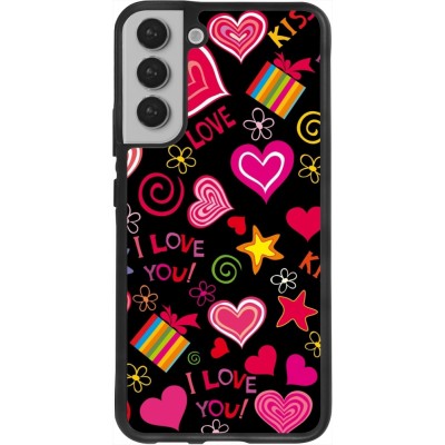 Coque Samsung Galaxy S22+ - Silicone rigide noir Valentine 2023 love symbols