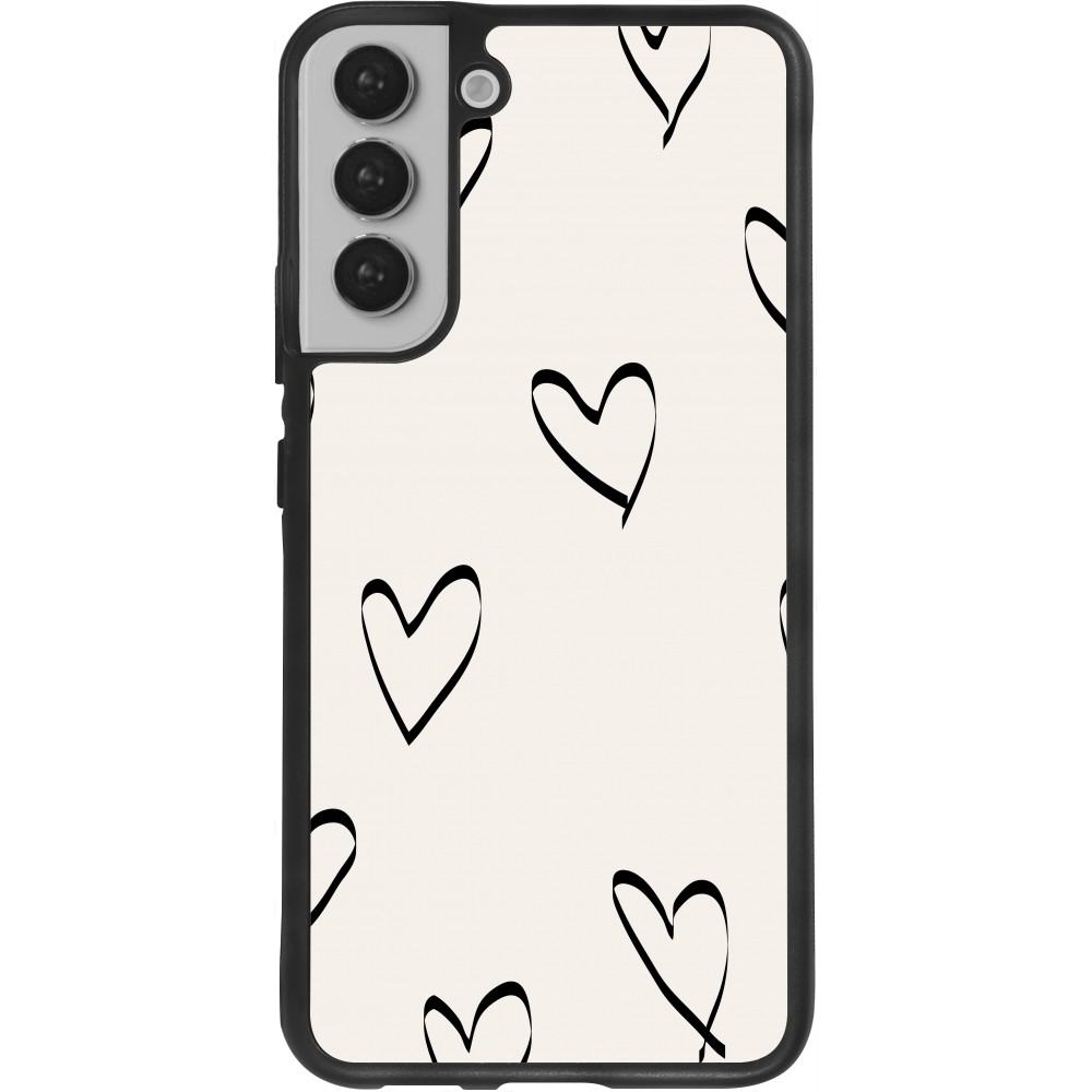 Coque Samsung Galaxy S22+ - Silicone rigide noir Valentine 2023 minimalist hearts